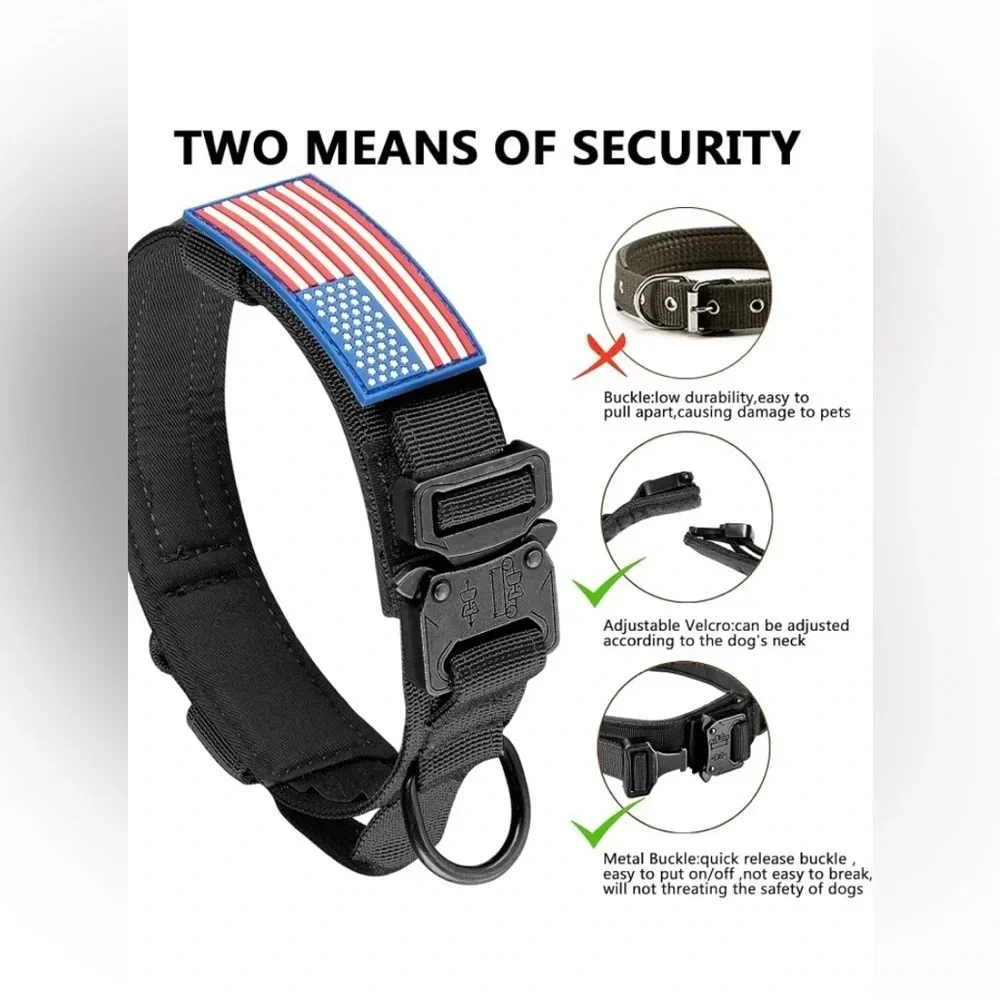 Tactical Dog Collar, Adjustable Military Training Nylon Dog Collar size S
